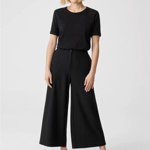 Eileen fisher system lightweight washable stretch crepe wide leg pant black new